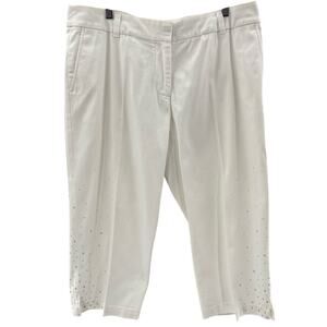 Christine Alexander Cotton Signature White Silver Embellishment Crop Pants 12